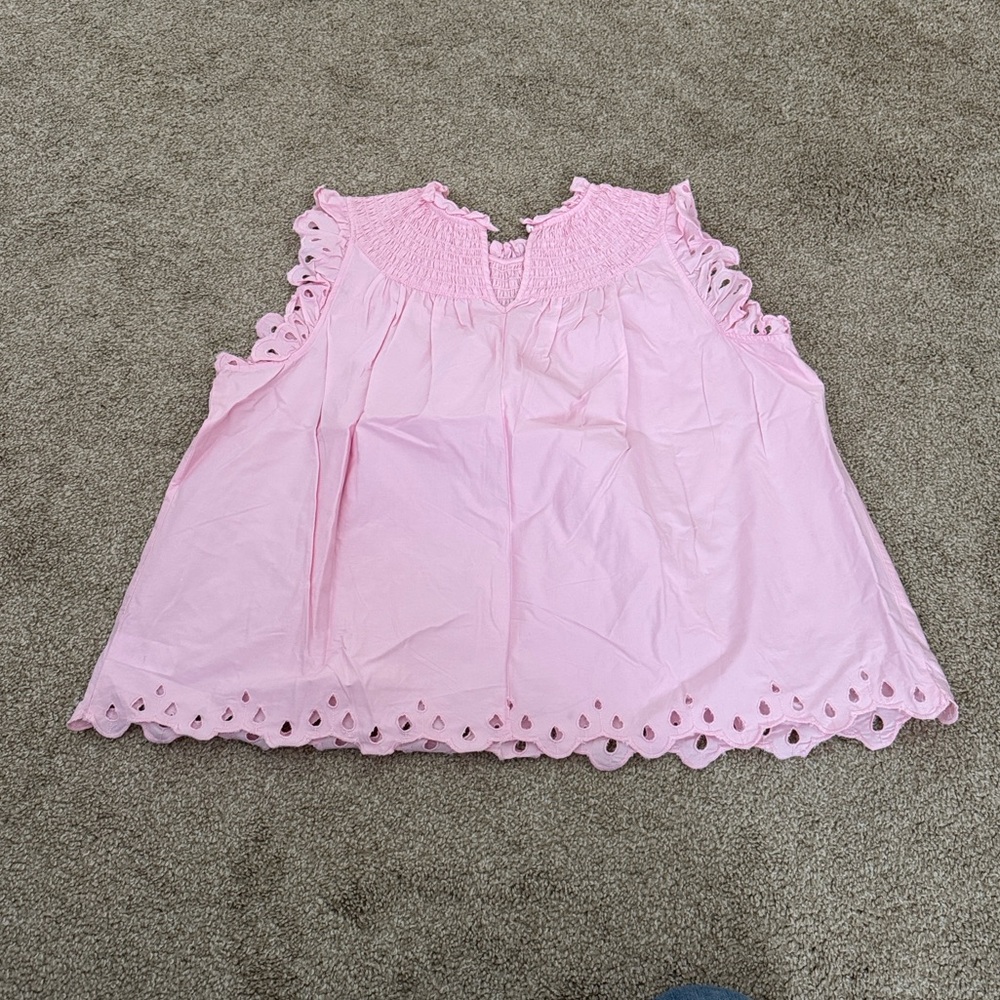 Crown and Ivy Pink Eyelet Blouse Size XL - Picture 2 of 4